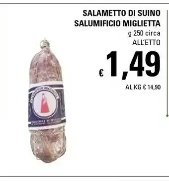 Basko Salumificio Miglietta Salamatto Di Suino 250 G offerta