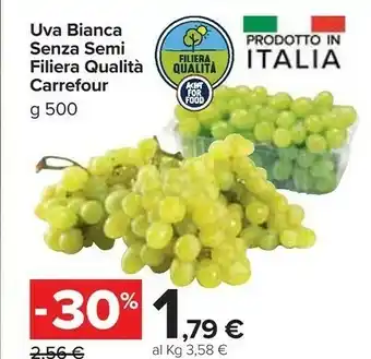 Carrefour Market Carrefour Uva Bianca Semi Filiera Qualita offerta