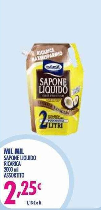 Acqua & Sapone Mil Mil Sapone Liquido Ricarica 2000 ml offerta