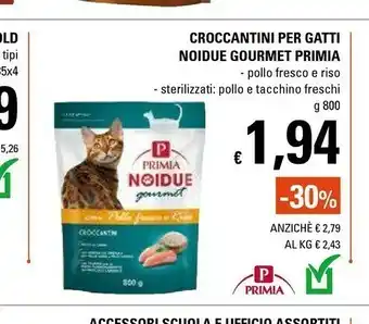 Basko Primia Croccantini Per Gatti Noidue Gourmet Pollo Fresco E Riso/Sterilizzati Pollo E Tacchino Freschi offerta