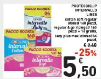 Conad Lines Proteggislip Intervallo cotton soft regular distesi 160 pezzi 84 pezzi offerta