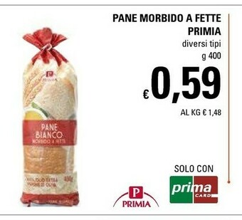 Primia Pane Bianco Morbido A Fette 400 G(ml)