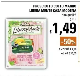Basko Casa Modena Prosciutto Cotto Magro Libera Mente 110g offerta