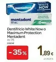 Carrefour Express Mentadent Dentifricio White Nowo Maximum Protection offerta