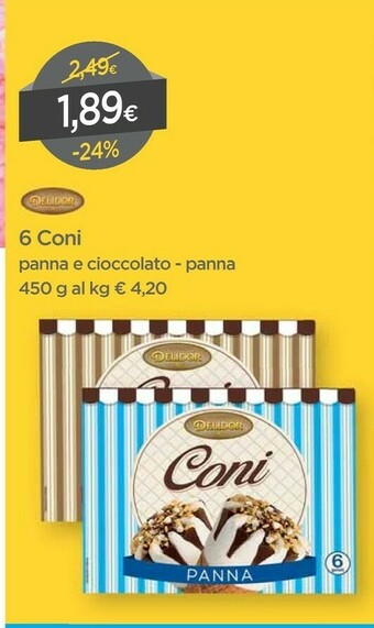 DPiù 6 Coni Panna E Cioccolato offerta