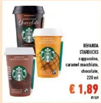 Conad Starbucks Bevanda cappuccino, caramel macchiato, chocolate 220 ml offerta