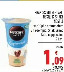 Conad Nestlè Nestlé - Nescafé Shakissimo Cappuccino Zero 190 G(ml) offerta