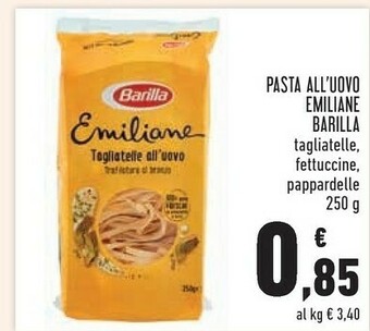 Conad Barilla Emiliane Tagliatelle Larghe All'Uovo 250 G(ml) offerta