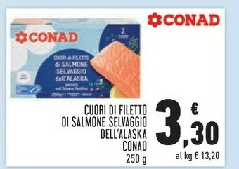 Conad Conad Cuori Di Filetto Di Salmone Selvaggio Dell'alaska offerta