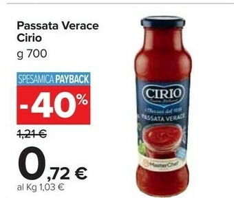 Carrefour Market Cirio La Verace Passata 700 G(ml) offerta