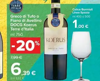 Carrefour Terre D'Italia Greco Di Tufo/ Fiano Di Avellino DOCG Koerus offerta