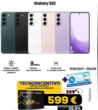 Euronics Samsung Galaxy S22 offerta