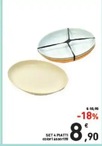 Conad Set 4 Piatti colori assortiti offerta