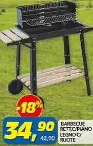Risparmio Casa Barbecue rett.c/piano legno c/ruote offerta