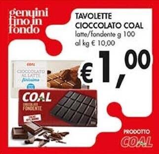 Coal Coal tavolette cioccolato offerta