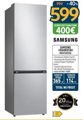 Sinergy Samsung frigorifero rb36t602esa offerta