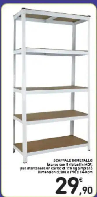 Scaffale In Metallo L180 x P90 x H40 cm