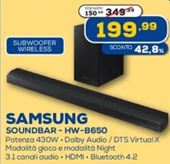 Euronics Samsung Soundbar - HW-B650 offerta