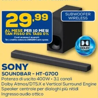 Euronics Sony Soundbar - HT-G700 offerta