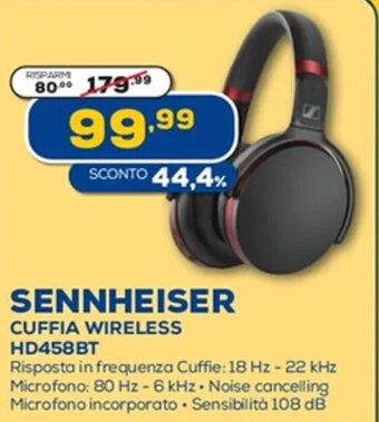 Euronics Sennheiser Cuffia Wireless HD458BT offerta