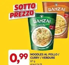 DPiù Banzai noodles al pollo / curry / verdure offerta
