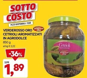 DPiù Verderosso oro cetrioli aromatizzati in agrodolce offerta