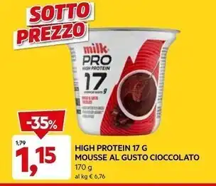 DPiù Milk pro mousse al gusto cioccolato offerta
