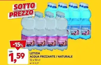 DPiù Letizia - acqua frizzante / naturale offerta