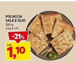 DPiù Focaccia sale e olio offerta