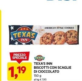 DPiù Texa's inn biscotti con scaglie di cioccolato offerta