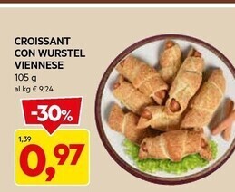 DPiù Croissant con wurstel viennese offerta