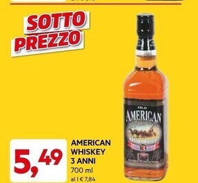 DPiù American whiskey 3 anni offerta