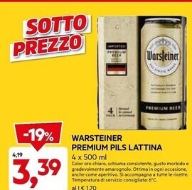DPiù Warsteiner premium pils lattina offerta