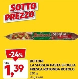 DPiù Buitoni la sfoglia pasta sfoglia fresca rotonda rotolo offerta