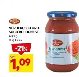 DPiù Verderosso oro sugo bolognese offerta