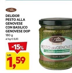 DPiù Delidor pesto alla genovese con basilico genovese dop offerta