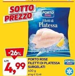 DPiù Porto rose filetti di platessa surgelati offerta