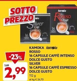 DPiù Kamoka rosso 16 capsule caffè intenso dolce gusto silver 16 capsule caffè espresso dolce gusto offerta