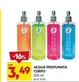 DPiù Acqua profumata corpo offerta