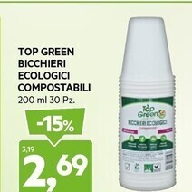 DPiù Top green bicchieri ecologici compostabili offerta