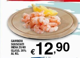 Sigma Gamberi sgusciati india 20/40 glass, 30% offerta