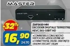 Risparmio Casa Master zap2610-mh decoder digitale terrestre hevc 265-10bit hd offerta