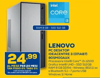 Euronics Lenovo PC Desktop Ideacentre 3 (07IAB7) 90SM00A1IX offerta