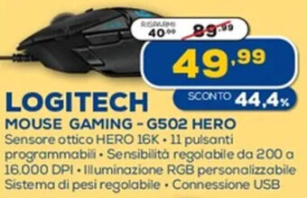 Euronics Logitech Mouse Gaming - G502 Hero offerta