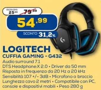 Euronics Logitech Cuffia Gaming - G432 offerta