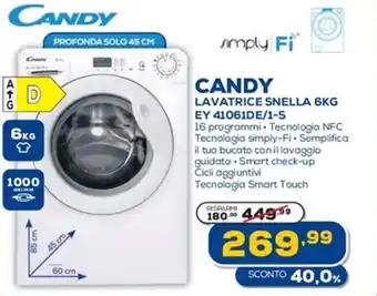 Euronics Candy Lavatrice Snella 6kg EY 41061DE/1-S offerta