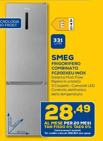 Euronics Smeg Frigorifero Combinato FC200XEU Inox offerta