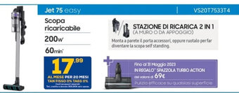 Euronics Samsung Jet 75 easy Scopa ricaricabile VS20T7533T4 offerta
