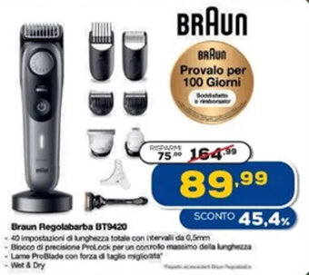Euronics Braun Regolabarba BT9420 offerta
