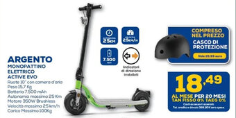 Euronics Argento Monopattino Elettrico Active Evo offerta